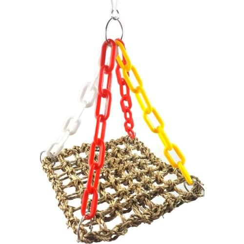 Bird Hanging Hammock Parrot Hemp Rope Net Swing Climbing with Hooks for Macaw African Greys Cage Perch Training Toy