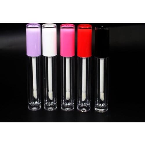 Sells new 5ml clear lip gloss tube cosmetic lip gloss empty bottle packaging container with black white red purple lid
