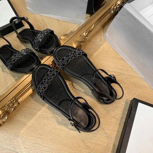 QZYERAI 2021 Summer New Product Women Sandals Fashion Genuine Leather Womens Shoes Buckles Cowhide Girls Sandals