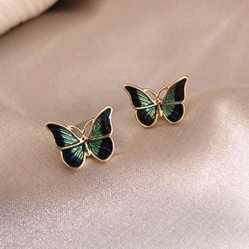 Butterfly Earrings Cute Small Stud Earrings Fashion Clor Oil Three Dimensional Earring Sweet Beauty Jewelry Wholesale