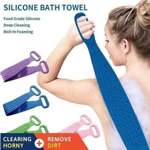 Silicone Body Brush Bath Belt Shower Long Silicone Body Brush Bath Belt Exfoliating Back Brush Belt Wash Good Toughness