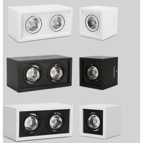 Super Brightness AC 85-230V Square Surface Mounted LED COB Dimmable Downlights 10W 15W 2X10W 2X15W LED Ceiling Lamp Spot Light