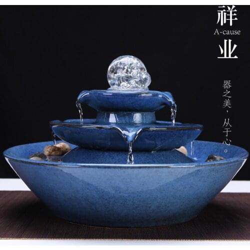 Three-layer Ceramic geomantic water transfer ball water ornaments fountain fortunes turn fountains landscape decoration