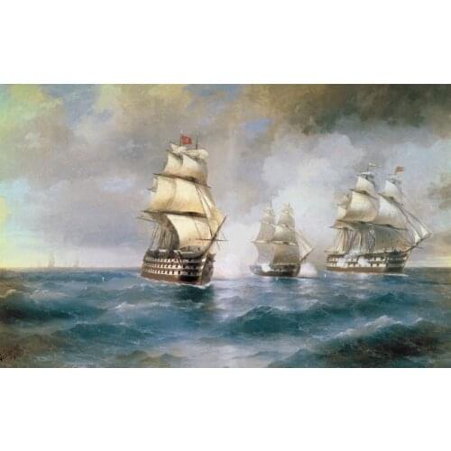 TOP ART # Seascape sailing oil painting print work---LARGE size -good quality oil PAINTING - free shipping