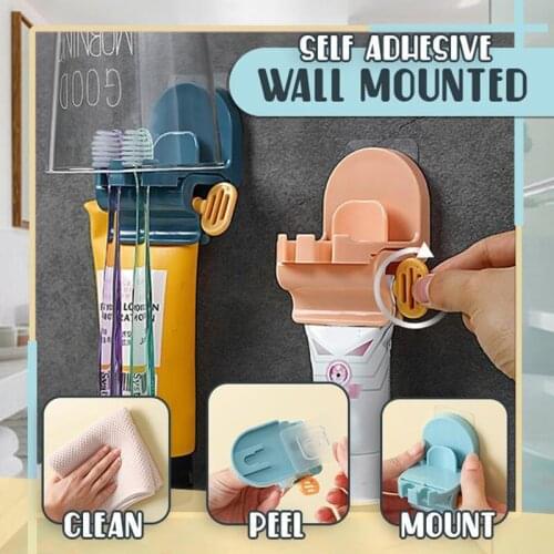 Toothbrush Holder Toothpaste Squeezer Shelf Bathroom Multifunctional Plastic Cream Tube Squeezing Dispenser