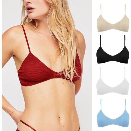 Ladies Rib Bra V-neck Wirefree Thin Breathable Sexy Underwear Backless Bra Comfort Lingerie Seamless Underwear Bra