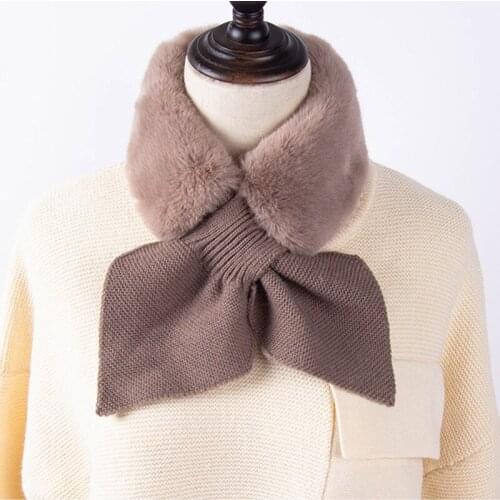 Winter Warm Scarves Women Faux Rabbit Fur Collar Scarf Spring Fashion Luxury Ring Plush Neck Snood Scarf PJ141