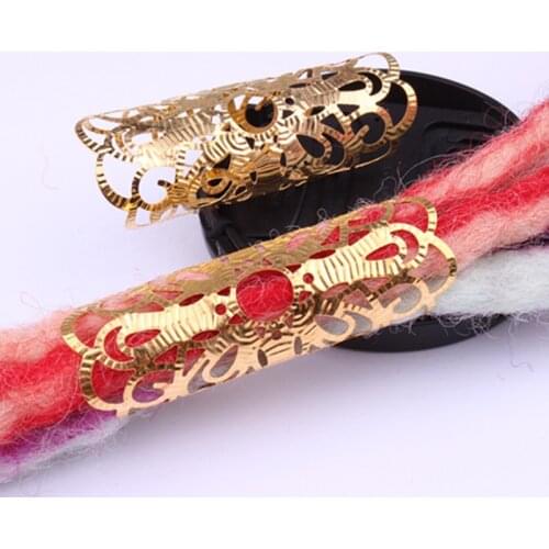 10pcs Gold Plated Hair Braid Dreadlock Beads Adjustable Braids Cuff Clip Micro Ring Bead DIY Hairstyling Jewelry Hair Ring