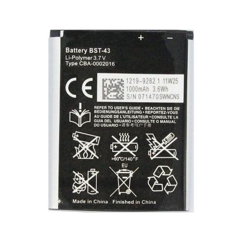 1000mAh / 3.6Wh BST-43 / BST43 Replacement Battery For WT13I U100 U100i J10 J20 J108 J108i S001 CK13I T715 Yari Hazel X2a WT13I