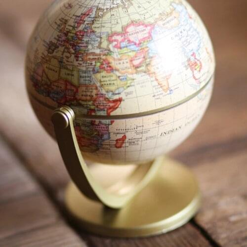 12cm Retro Globe 360 Rotating Earth World Ocean Map Ball Antique Desktop Geography Learning Education Home School Decoration