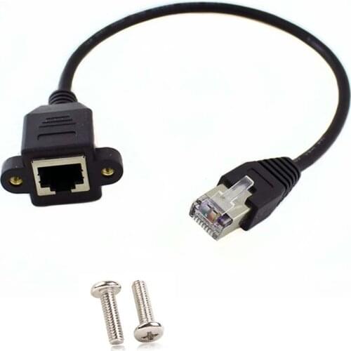 1ft RJ45 Male to Female Screw Panel Mount Ethernet LAN Network Extension Cable NEW