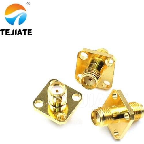 2PCS RF Adapter Connector SMA-SMA-KKF 18MM Double Through Header Female To Female Header Square Plate Flange Plate Double Way
