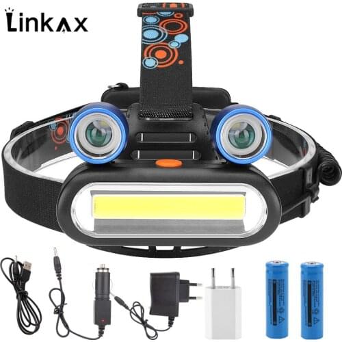 2019 New Slide Frog Eye Style COB LED Headlamp High Power 6000Lumens Rechargeable Head Lamp Lantern Fishing headlights 18650