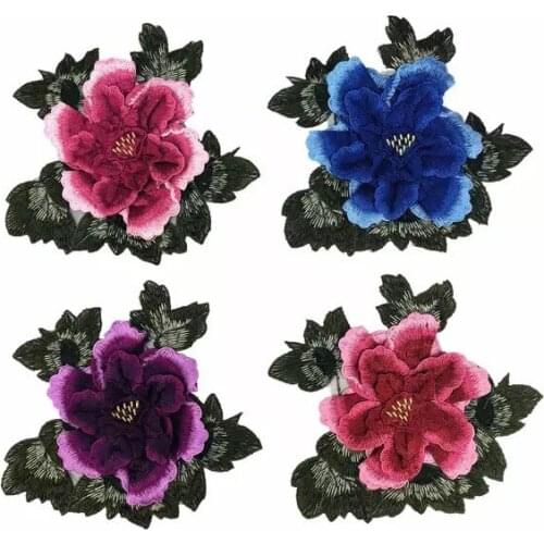 3D Floral Lace Embroidered Appliques for Clothes 21 x 18cm Rose Flower Embroidery Patches handmade Sewing Decoration Accessories