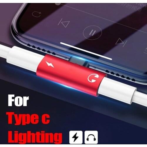 2 In 1 Lightning Adapter Type-c Adapter ,Dual Jack Aux Audio & Charging Earphone Charger
