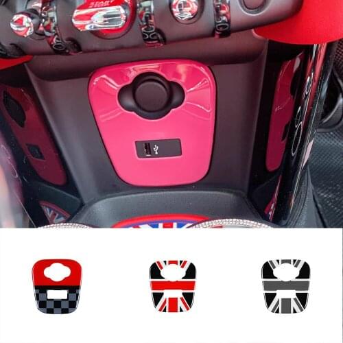 Car Cigarette Lighter USB AUX Panel Cover Frame Sticker For Mini Cooper S JCW F55 F56 Car Styling Trim Decoration Accessories