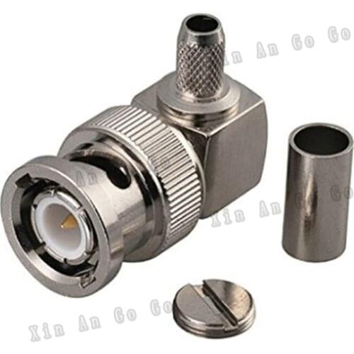 BNC male crimp RF connector BNC male right angle crimp Plug for RG58 RG142 LMR195 coaxial cable fast ship