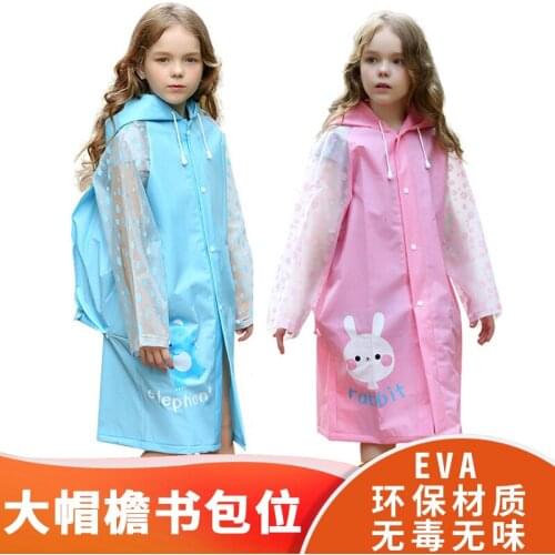 Childrens Raincoat Boy Girl One-Piece Poncho Waterproof Belt Schoolbag Kids Rain Coat Girl Baby Primary School Kindergarten