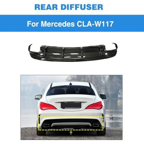 For Mercedes-Benz CLA W117 C117 CLA200 CLA250 Sport CLA45 AMG 2013 - 2015 Rear Bumper Diffuser Lip Carbon Fiber / Gloss Black