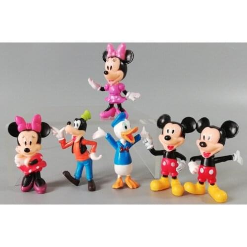 6pcs Disney Anime Peripheral Mickey Minnie Donald Duck Daisy Bruce Cake Decoration Gifts Pvc Action Figures Toys For Kids Gifts