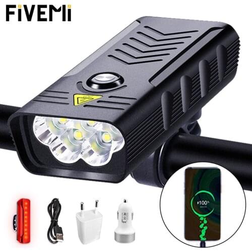 5T6 LED Bike Light Front USB Rechargeable 10000mAh Waterproof Flashlight For Bicycle Light Cycling MTB Headlight Aluminum