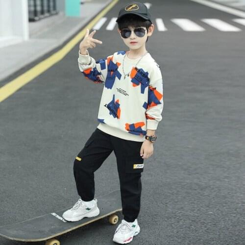 Graffiti Spring Summer Girls Clothing Suits Coat +Pants 2pcs/Set Kids Teenager Outwear Sport Cotton Formal High Quality