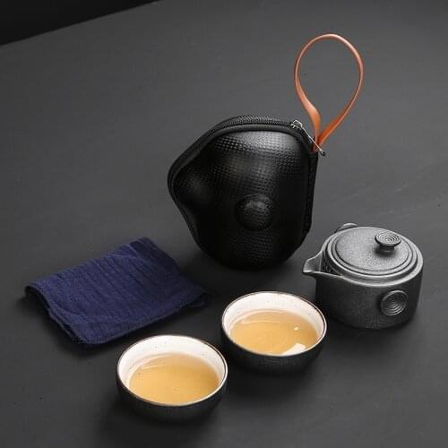 Chinese Official Kiln Ceramic Teapot Kettles Gaiwan with 2 Teacups for Puerh Tea Pot Set Portable Travel Tea Sets Drinkware