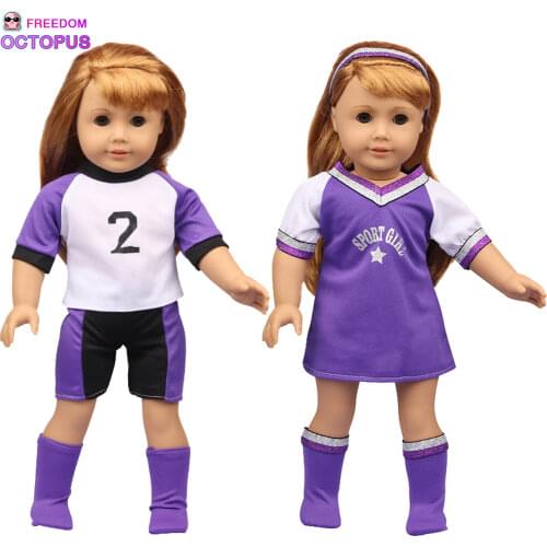 18Inch American Doll Sports Clothes Star Number Football Suit Out fit For 43 cm New Born Bebe And Russia DIY Dolls Toy Gift