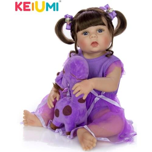 KEIUMI New Design 57 cm Reborn Baby Doll For Girl All Silicone Body Realistic Reborn Bonecas Kids Birthday Gifts Fashion Present