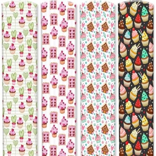 Synthetic Leather Sheets Cupcake Printed Faux Fabric Synthetic Fabric DIY Hairbow Bag Shoes Leather Craft Accessories