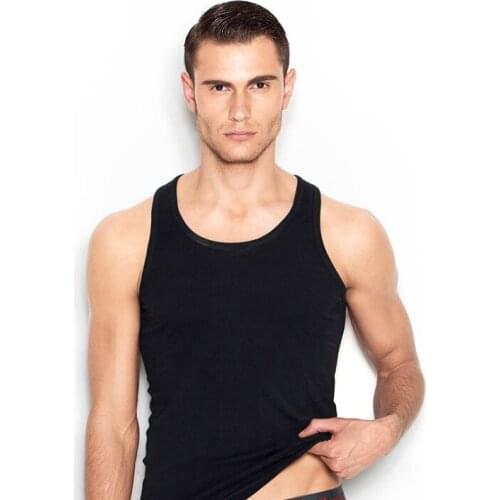 Summer Solid Color Breathable Mens Vest Underwear Thread Under Shirt 100% Cotton Fitness Singlet Sleeveless Shirt