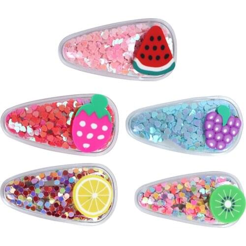 Cute Hair Clip Snap Barrette Quicksand Transparent Sweet Resin Fruit Slice BB Children Hairgrip