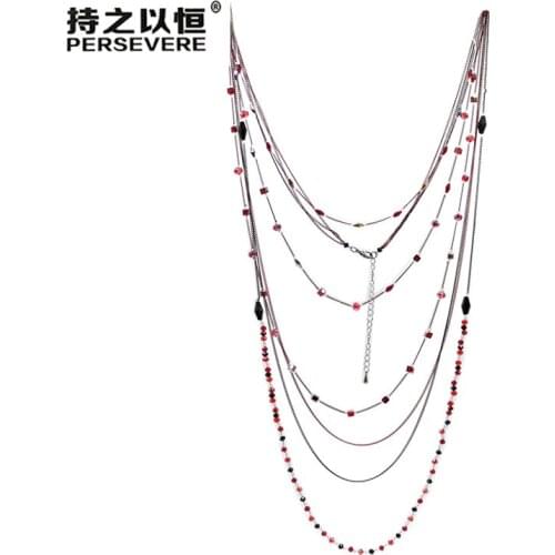 High quality multi layer Crystal Beads Necklace Handmade Women Layered Necklace Chain womens Costume jewelry new arrival 2020