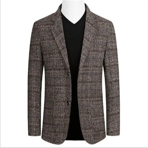 Men Spring Autumn Blazers Mens Single-Breasted Suit Coats Male Business Casual Plaid Blazers Coat Brand Clothing