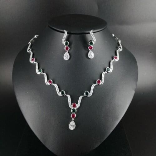 2019 New fashion classic crystal round zircon necklace earring wedding bride banquet dressing dinner jewelry set,free shipping