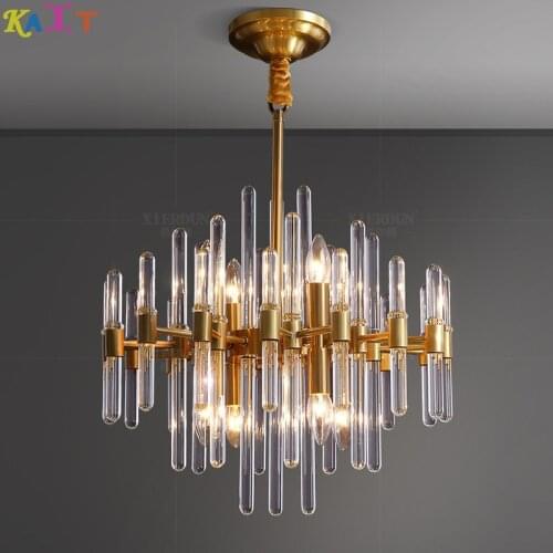 KAIT Modern LED copper Gold Chandelier Lighting for Foyer Stair Staircase