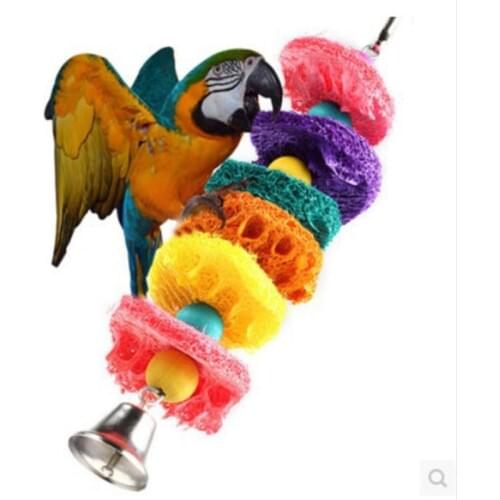 Bird Toys Parrot Cage Toys Cages Cockatoo Conure Loofah Sponge Bite-Resistant Handmade Parrot Toys
