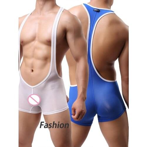 Hot Sexy Mens Wrestling Singlet BodySuit Exotic Super Soft Nylon Low-waist Swimsuit Fashion Boxer Underwear Catsuit Slip M-XL