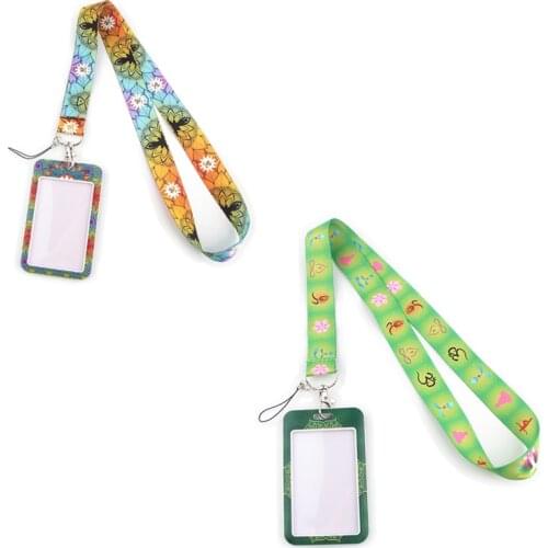 FD0198 Dance Yoga Card Sets Lanyard Neck Strap Rope For Mobile Cell Phone ID Card Badge Holder With Keychain Keyring