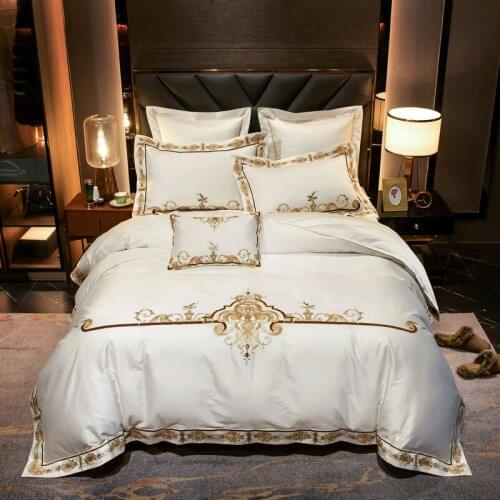 Luxury embroidery Bedding Set King Queen Size BedLinen 1000TC egyptian Cotton Duvet Cover Bed Sheet Set Pillowcases 4/6pcs