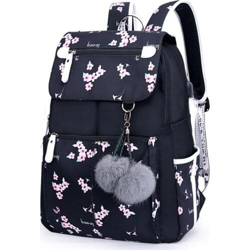 School Bags for Girls Female Laptop Backpack Usb Backpack Children Backpacks Cute Cat School Backpack for Girls Backpack Cherry
