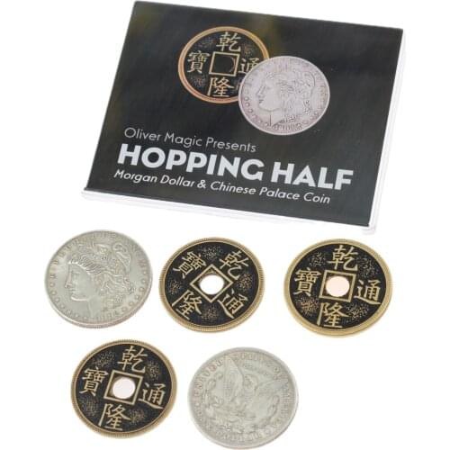 Hopping Half (Morgan Dollar and Chinese Palace Coin) by Oliver Magic Fun Close up Coin Magic Props Magician Magic Tricks Gimmick