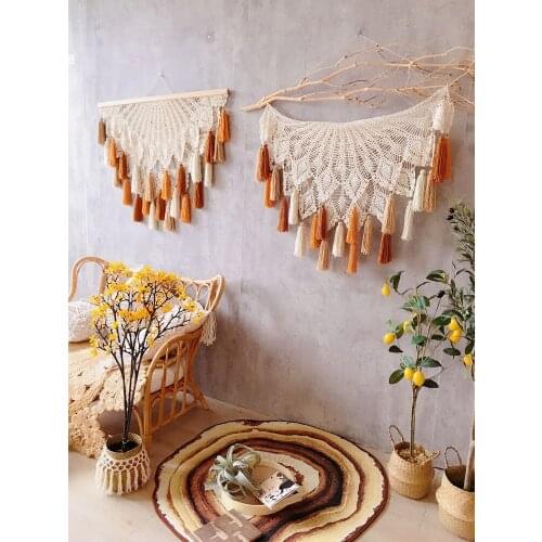 Nordic Dream Catcher Handmade Retro Lace Dreamcatcher Macrame Wall Tapestry Natural Porch Sofa Decoration Wall Tapestry Tapiz