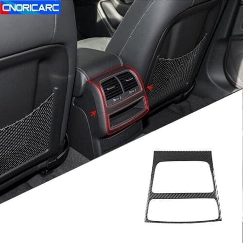 Car Styling Carbon Fiber Rear Air Conditioner vent Frame Decoration Cover Trim For Audi A6 C7 A7 2012-2018 Interior Accessories