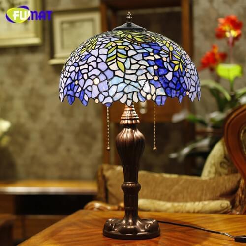 FUMAT Glass Table Lamps European Style Vintage Luxury Wistaria Table Lamp Living Room Hotel Wedding Lamp Decor LED Table Lights