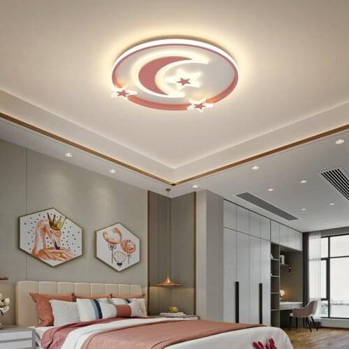 Stars/moon Modern led Chandelier plafonnier led Bedroom Childrens room Pink/Blue led chandelier lighting Home decoration modern