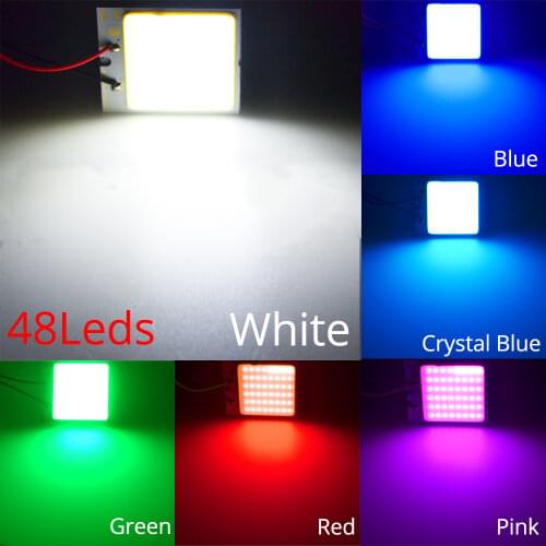 1pcs led White Wedge 48Smd C5W Cob Led Panel Auto Auto Interior Reading Map Lamp Parking Light Dome Festoon Bulb 3Adapter DC 12v