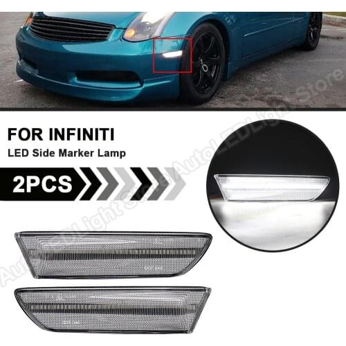 2Pcs LED Front Side Marker Light Turn Signal Indicator Lamp White Light For 2003 2004 2005 2006 2007 INFINITI G35 2D Coupe