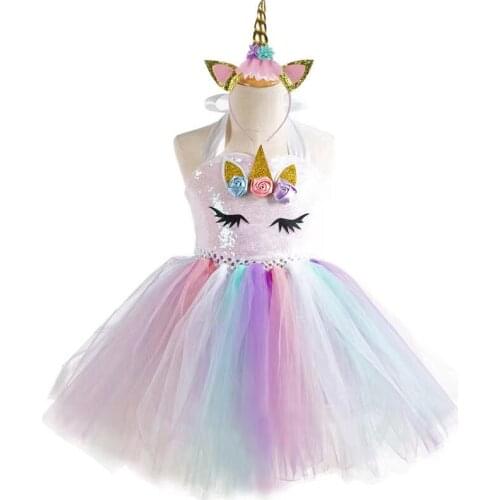 2019 Spring Kids Dresses For Girls Sequin Unicorn Party Princess Dress Girls Dress Unicorn Carnival Costume Kid Unicorn Dre2-14y