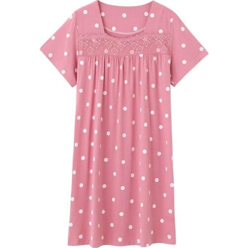 Summer New 100% Modal V-neck Women Full Sleeved Flower Sleepwear Lady Nightgown Nightwear Nightdress Sleepwear Nightgowns 3XL